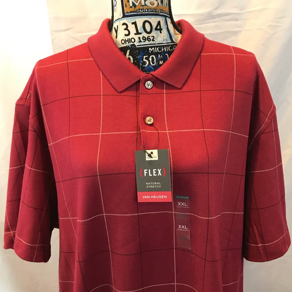 🇺🇸ALS🇺🇸 NWT XXL Red Van Heusen Polo Shirt - Picture 2 of 13